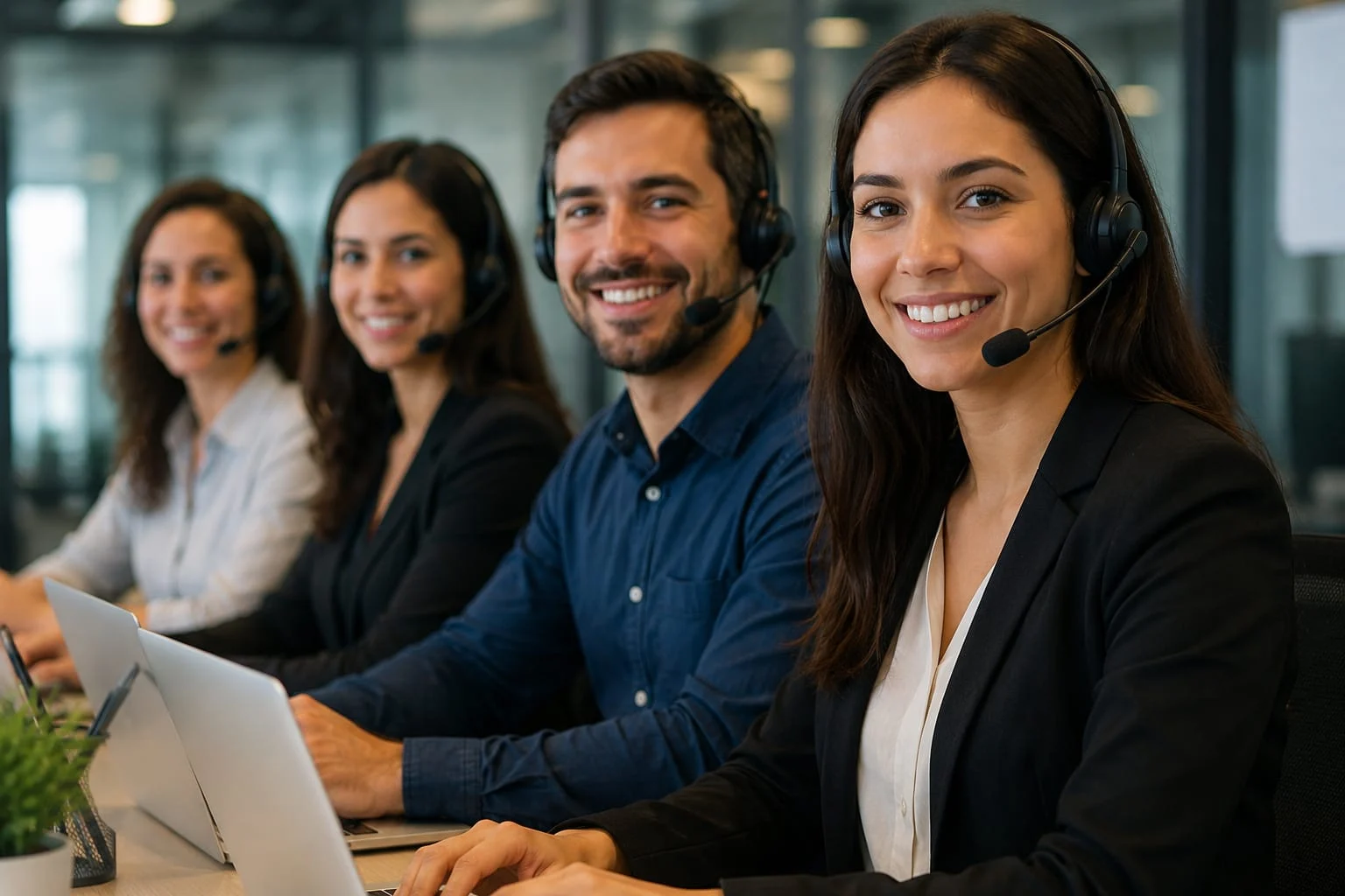 Equipe de atendimento pronta para conversar com clientes