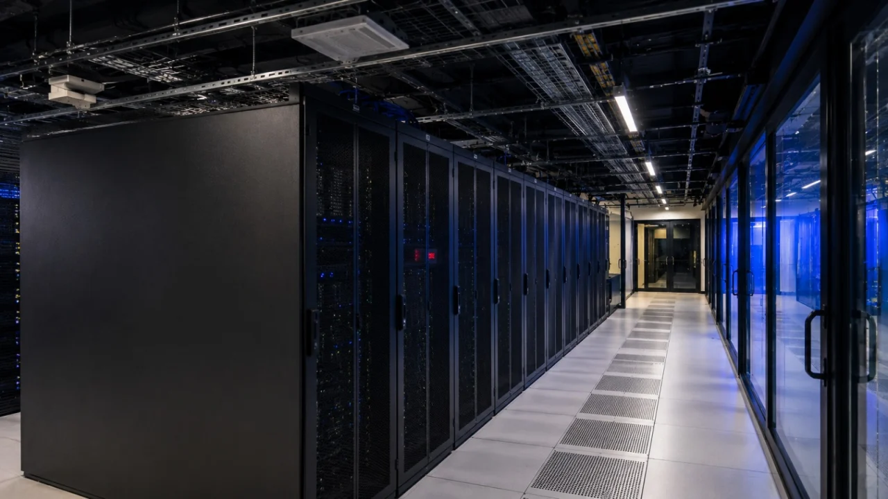 Corredor de servidores em um Data Center de missão crítica
