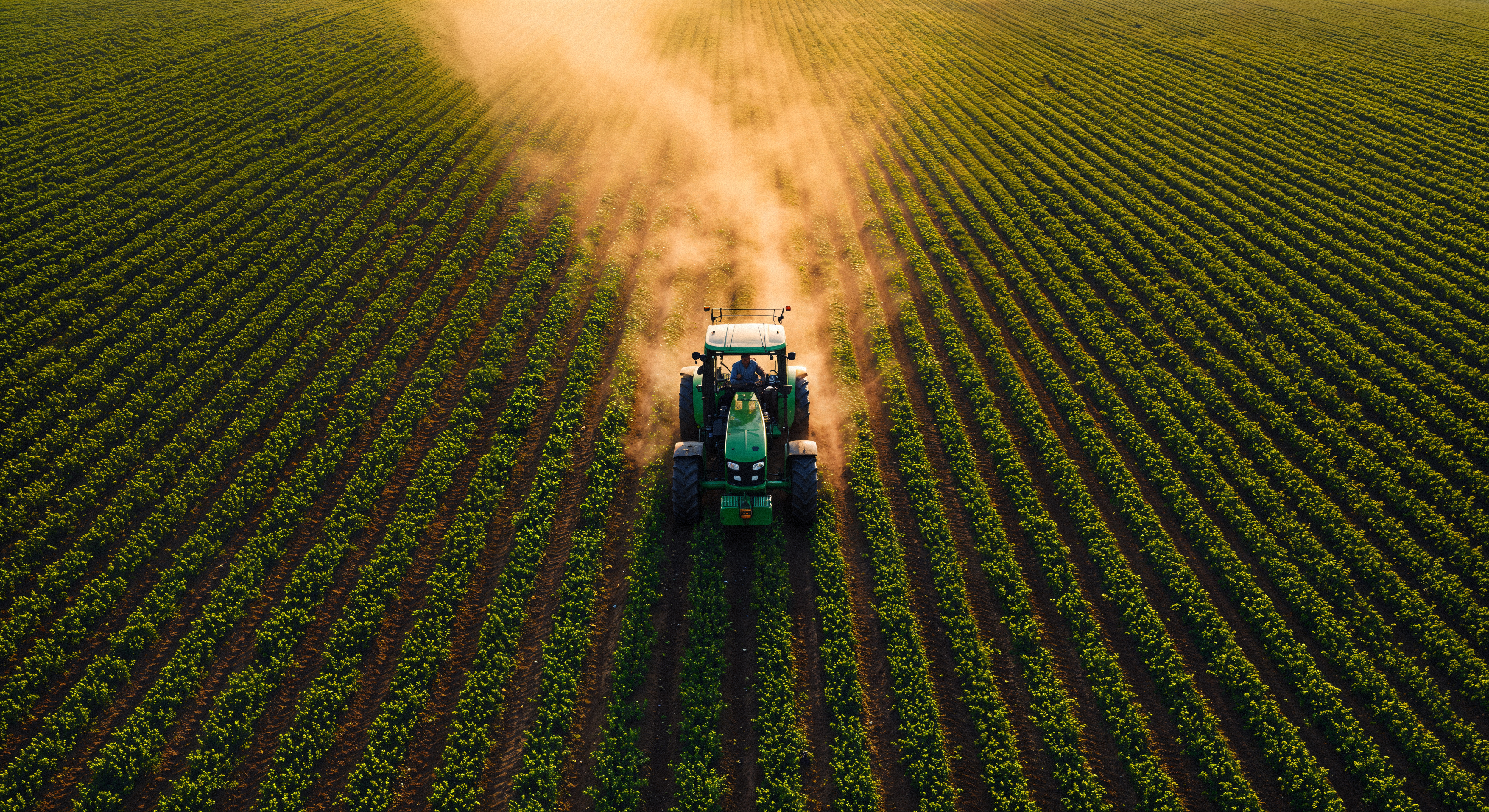 Mechanized agricultural operation on a large cultivation area