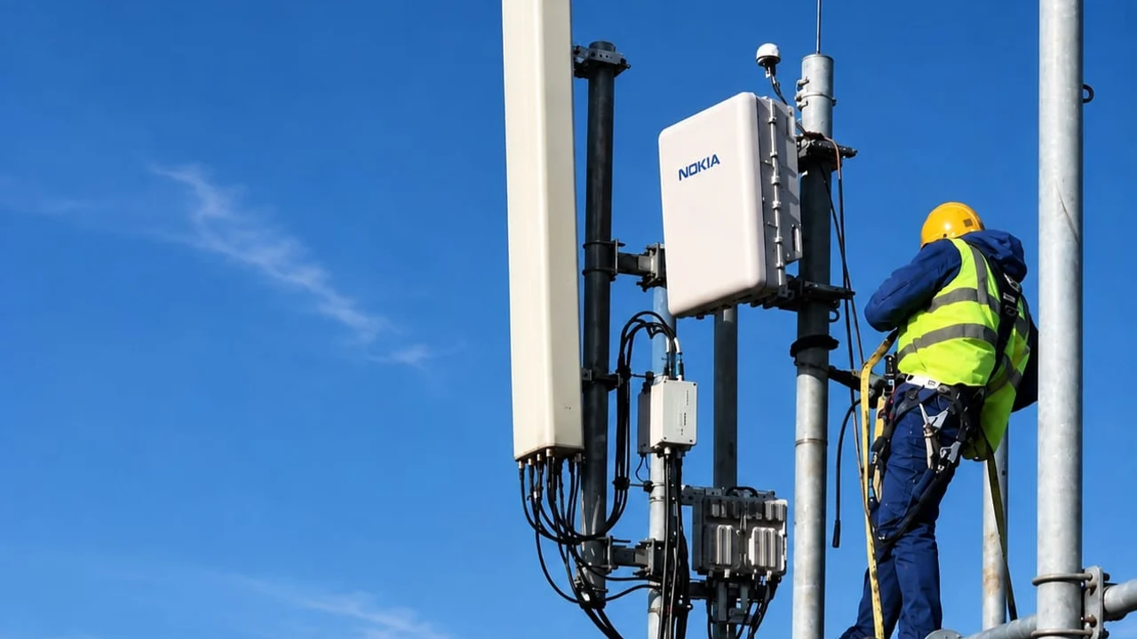 Técnico realiza manutenção em antenas de telecomunicações